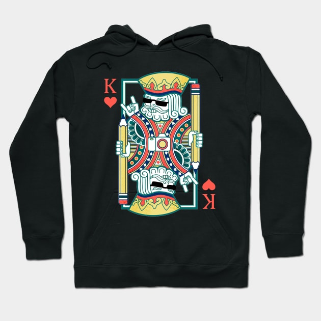 King of Hearts Poker Card Hoodie by Happy Art Designs